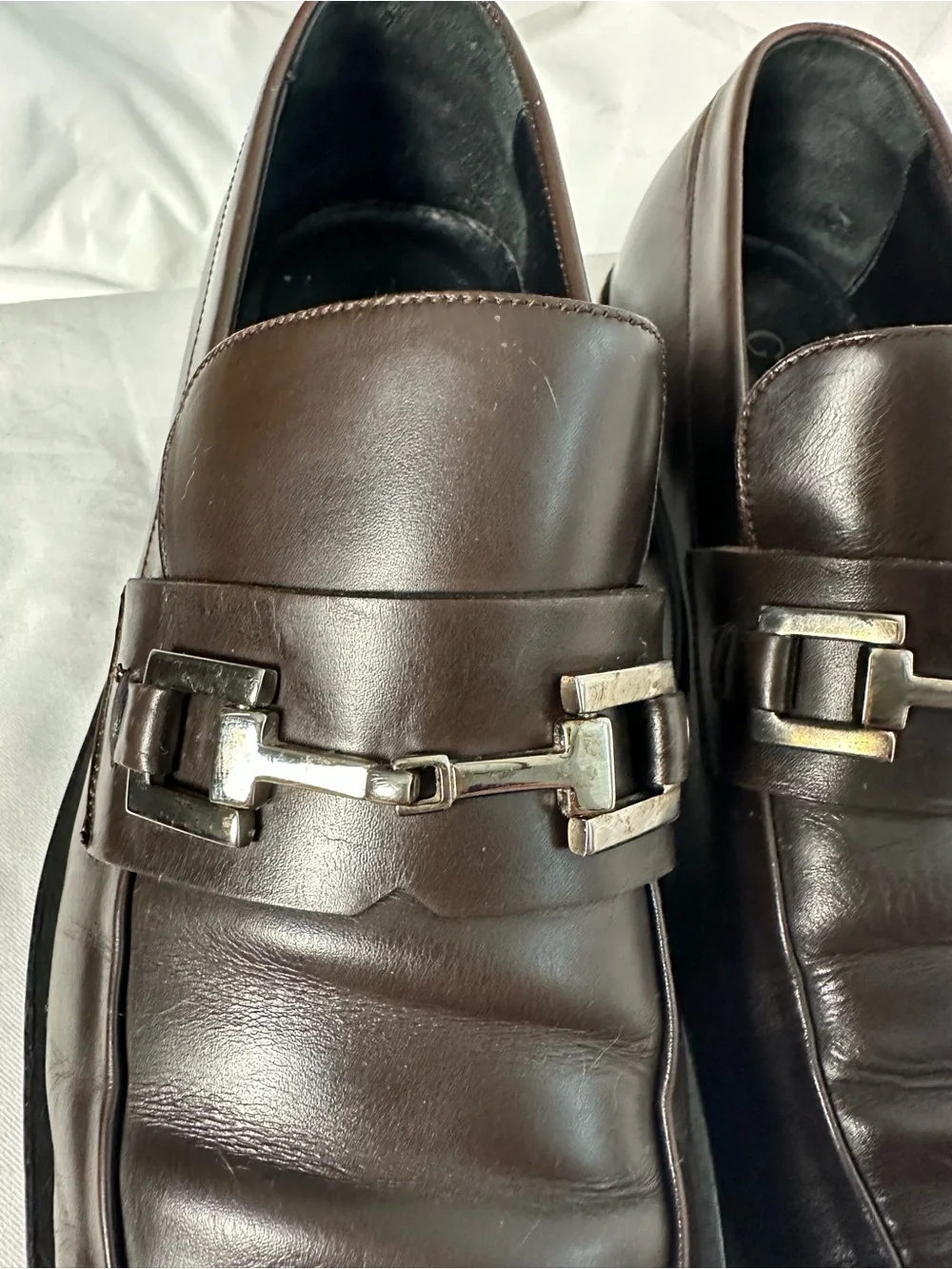 Gucci Men’s Brown Leather Horsebit Loafers Slip On Dress Shoes 6D size Made